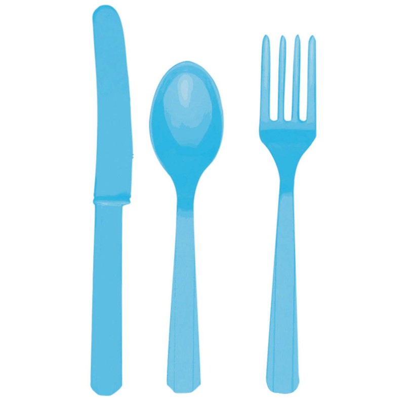 Set posate azzurre 18 pz - forchette cucchiai e coltelli