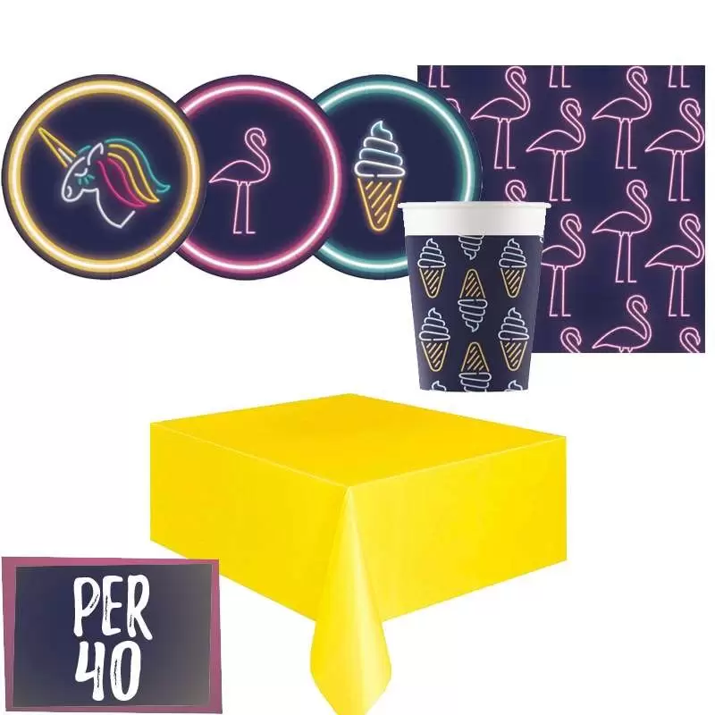 Kit n.3 fluo party - coordinato tavola