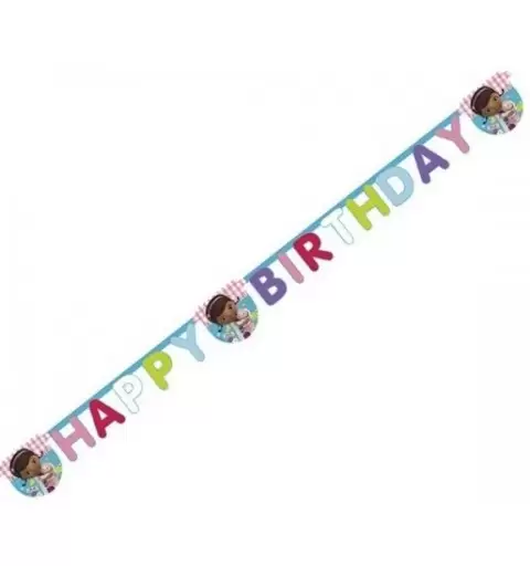 GHIRLANDA FESTONE HAPPY BIRTHDAY COMPLEANNO BAMBINA DOTTORESSA PELUCHE