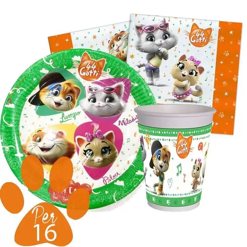 KIT N 2 COORDINATO TAVOLA GATTINA MARIE SET COMPLEANNO ARISTOGATTI MINOU