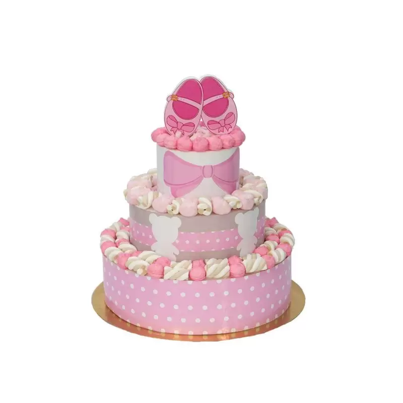 Torta marshmallow scarpette rosa nascita battesimo bambina