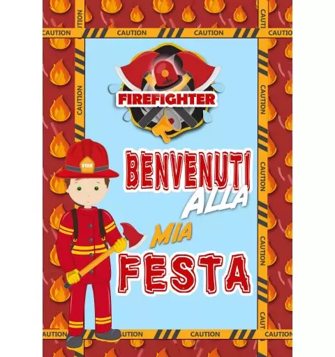 Cartellone benvenuto tema pompiere