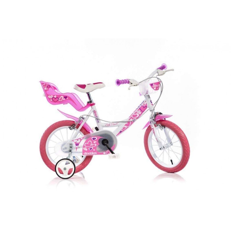 Bicicletta per bamnina rosa con cuori