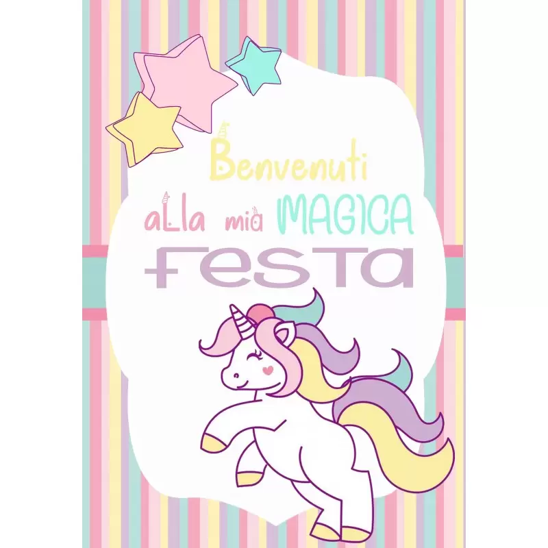 Cartellone di benvenuto unicorno