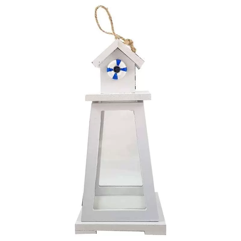Faro lanterna bianca di legno