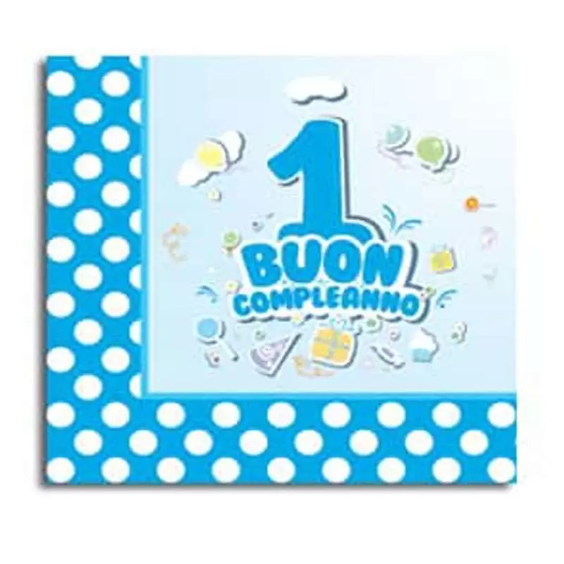 Tovaglioli buon primo compleanno celeste pois