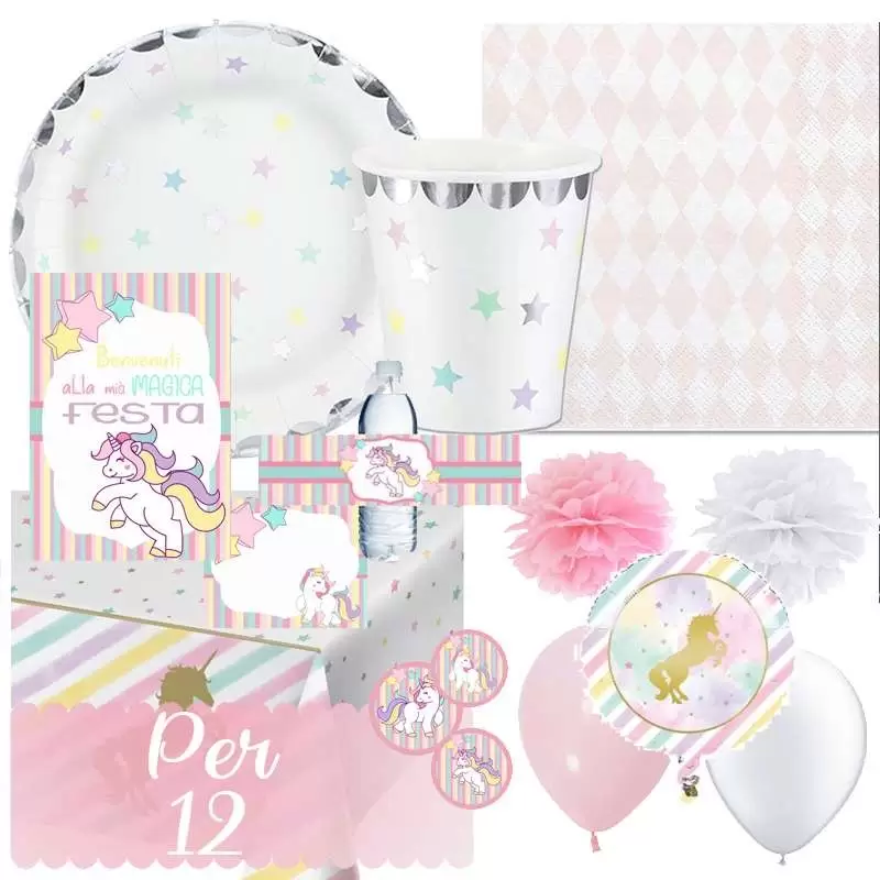 Kit n.70 Unicorn stars con festa di carta bambine magic
