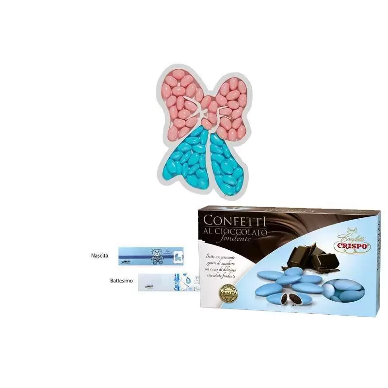Fiocco polistirolo con confeti celeste