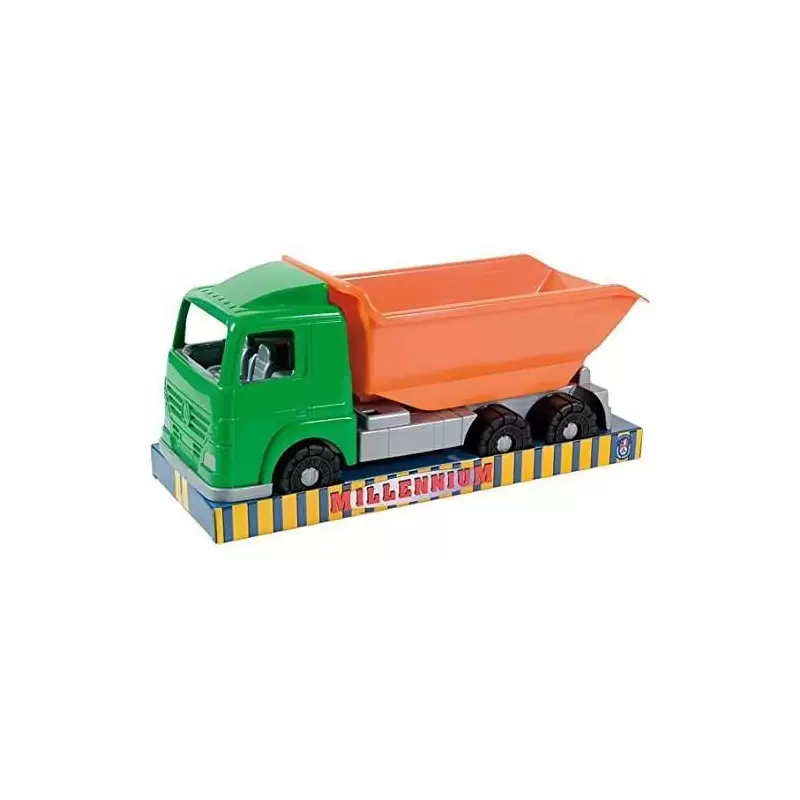 Camion verde e arancione ribaltabile
