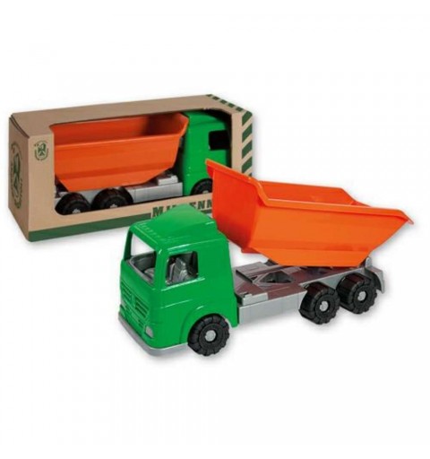 Camion verde e arancione ribaltabile