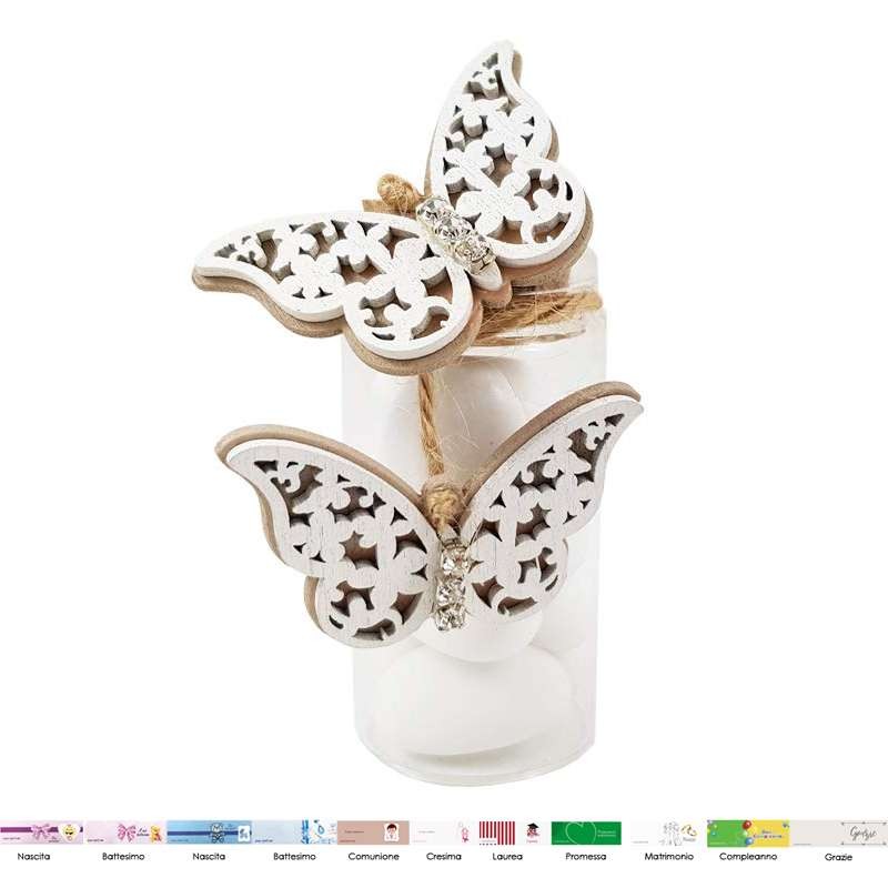 Bomboniere farfalle bicolor con provette