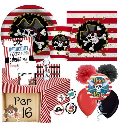 Kit n.70 pirati strisce con festa di carta