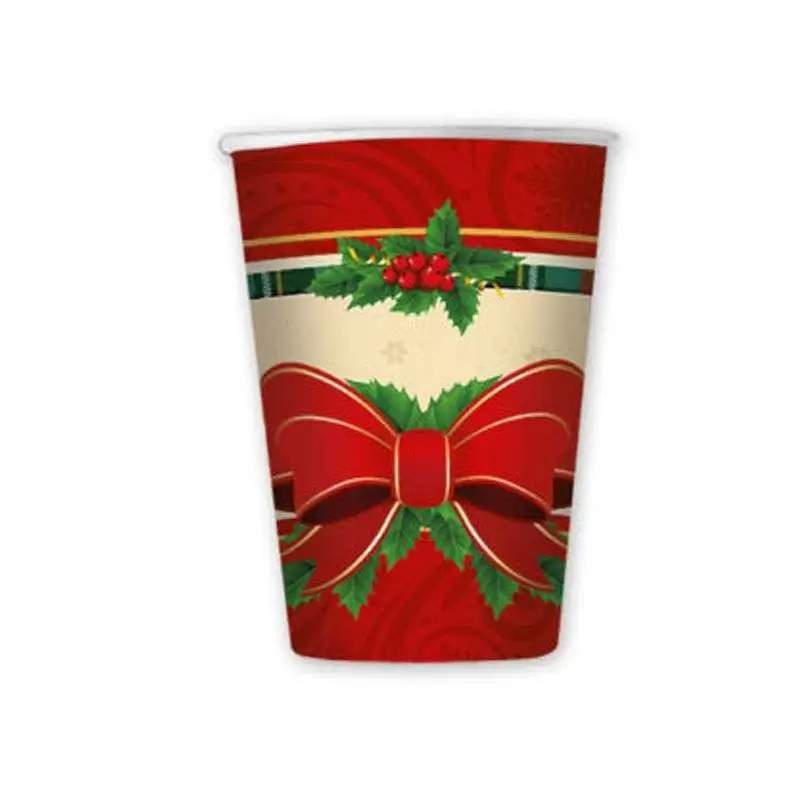 BICCHIERI CHRISTMAS RIBBON 8 PZ