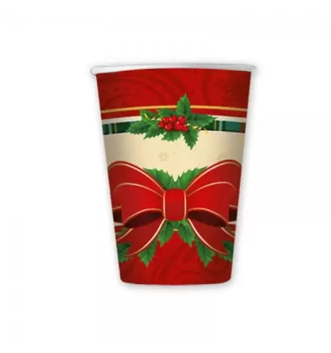 BICCHIERI CHRISTMAS RIBBON 8 PZ