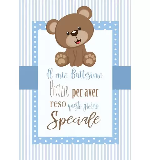 Cartellone di benvenuto battesimo orsetto battesimo