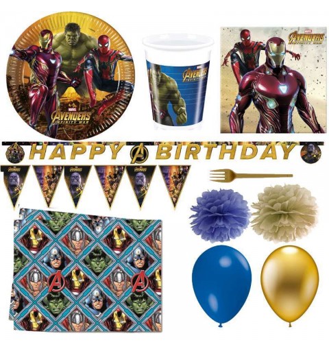 KIT N.64 AVENGERS INFINITY WAR - ACCESSORI FESTA A TEMA 64 PERSONE