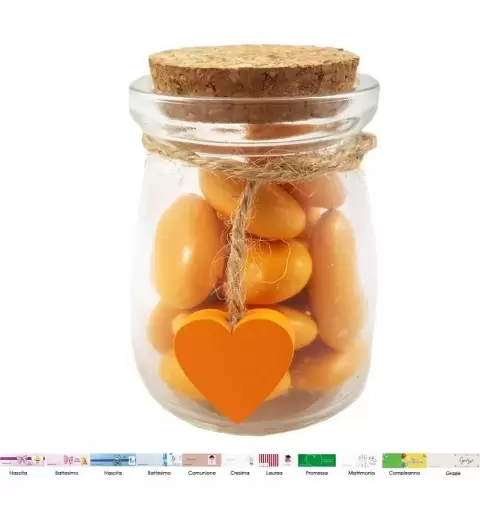 Bomboniere anforette e cuori legno arancione
