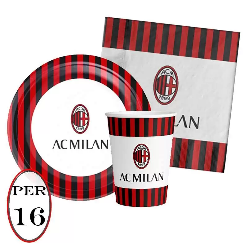 KIT N2 72 PZ COMPLEANNO FESTA TEMA AC MILAN