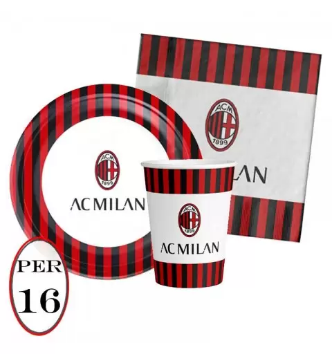 KIT N2 72 PZ COMPLEANNO FESTA TEMA AC MILAN