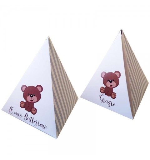 Bomboniere orsetto celeste scatoline piramide portaconfetti