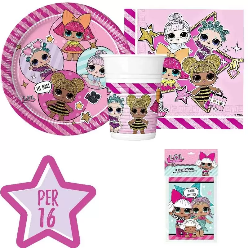 Kit n.23 LoL surprise - set tavola con 8 inviti compleanno