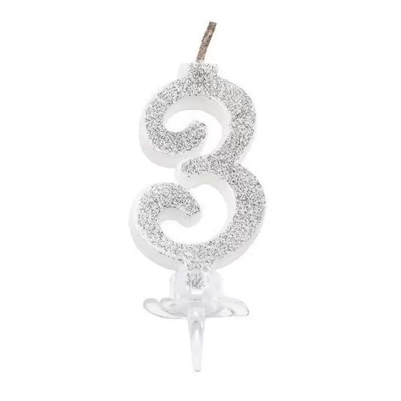 CANDELINA NUMERALE - ARGENTO GLITTER
