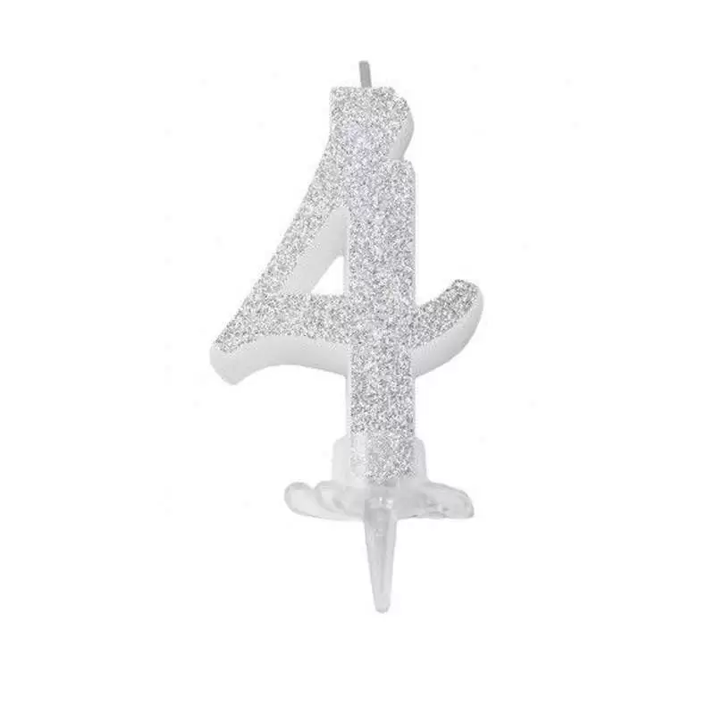 CANDELINA NUMERALE - ARGENTO GLITTER
