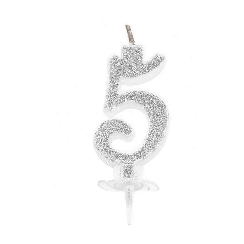 CANDELINA NUMERALE - ARGENTO GLITTER