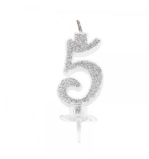 CANDELINA NUMERALE - ARGENTO GLITTER