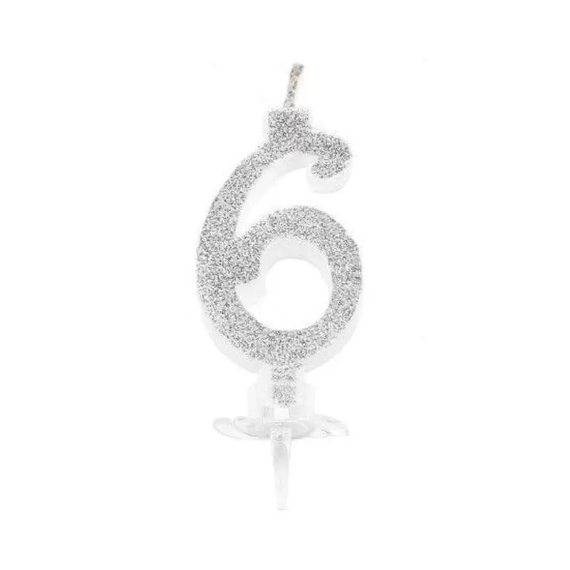 CANDELINA NUMERALE - ARGENTO GLITTER