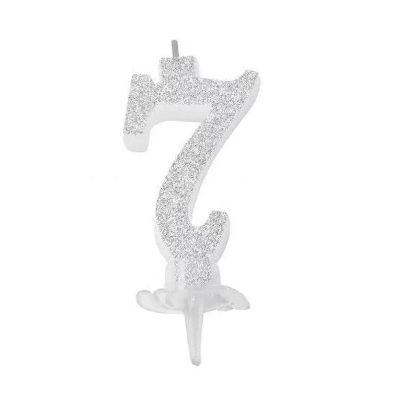 CANDELINA NUMERALE - ARGENTO GLITTER