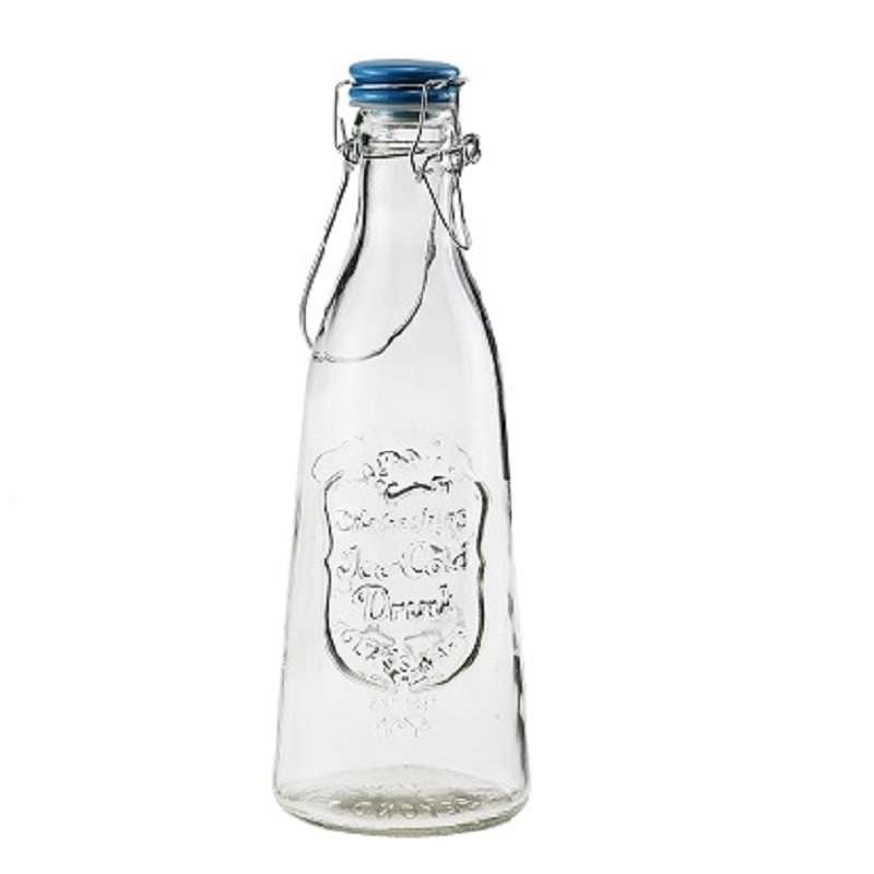 Una bottiglia di vetro da 1 litro con tappo ermetico. Codice: T3003