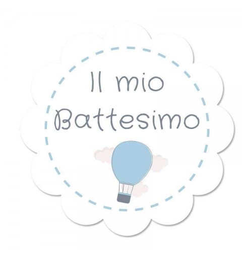 BIGLIETTINI FIORE BATTESIMO CELESTE - 50 PZ