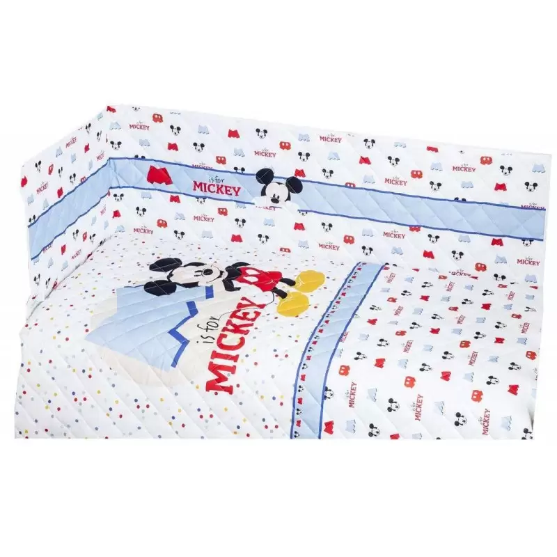 SET CULLA O LETTINO TRAPUNTA E PARACOLPI TOPOLINO BIANCO CIELO