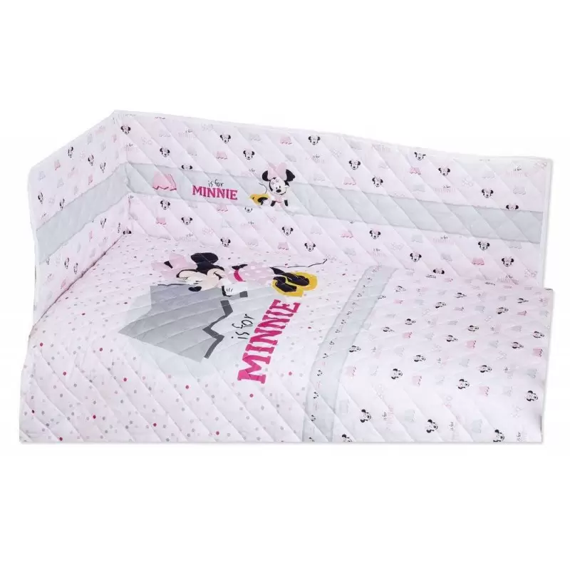 SET CULLA O LETTINO TRAPUNTA E PARACOLPI MINNIE ROSA