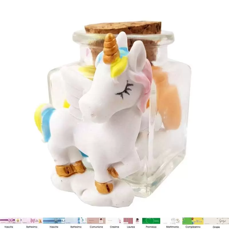 BOMBONIERE UNICORNO MAGNETE CON BARATTOLINO - 12 PZ