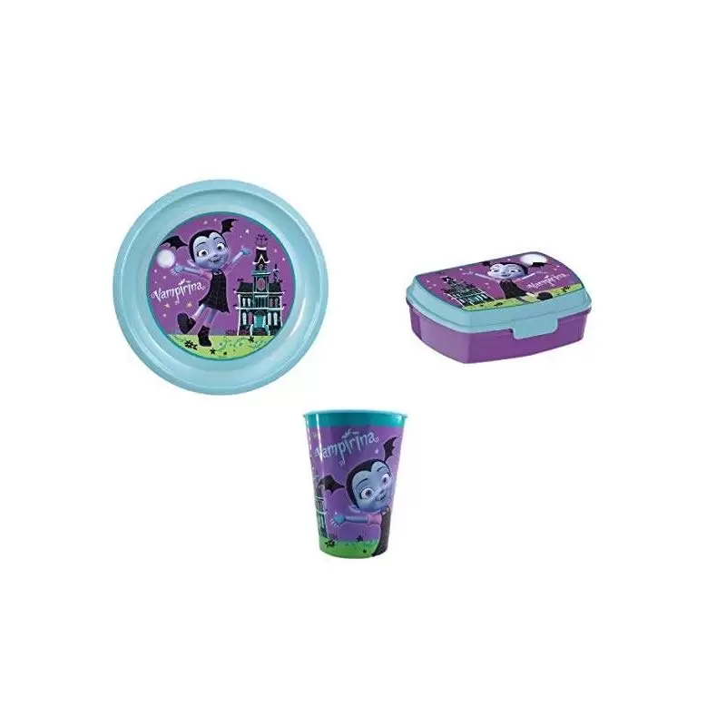 SET MERENDA VAMPIRINA N.4 - PIATTO PORTA MERENDA E BICCHIERE