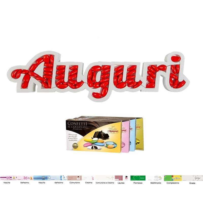 SCRITTA AUGURI IN POLISTIROLO CON CONFETTI