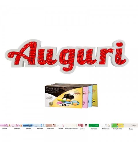 SCRITTA AUGURI IN POLISTIROLO CON CONFETTI