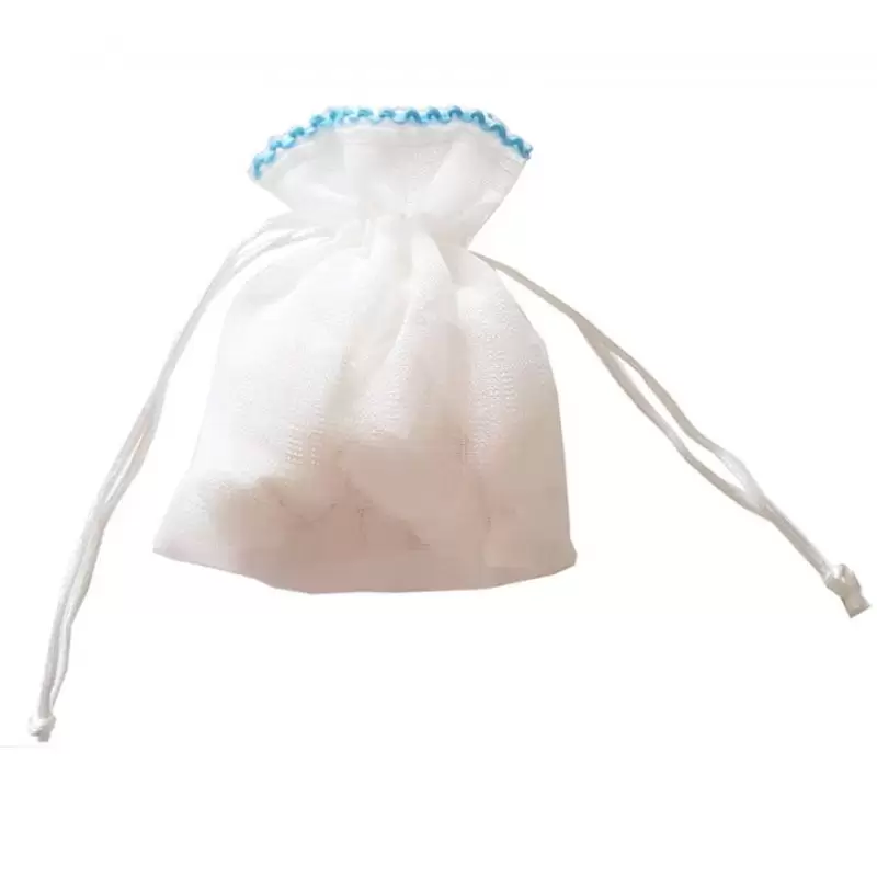 SACCHETTO BIANCO BORDO CELESTE - 1 PZ
