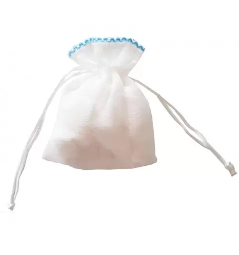 SACCHETTO BIANCO BORDO CELESTE - 1 PZ