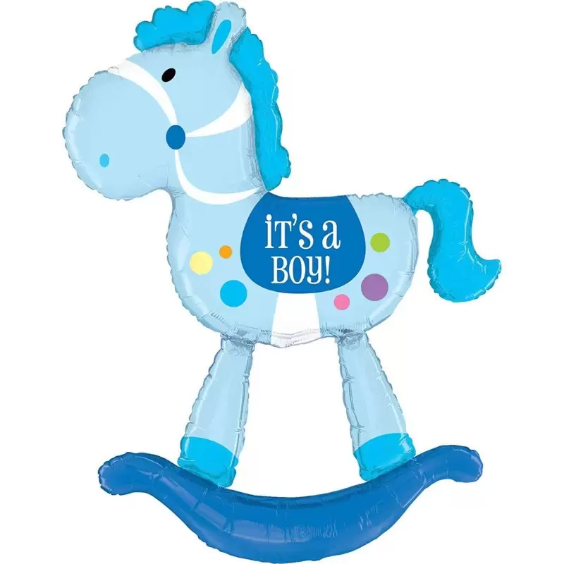 Foil cavalluccio a dondolo celeste it's a boy
