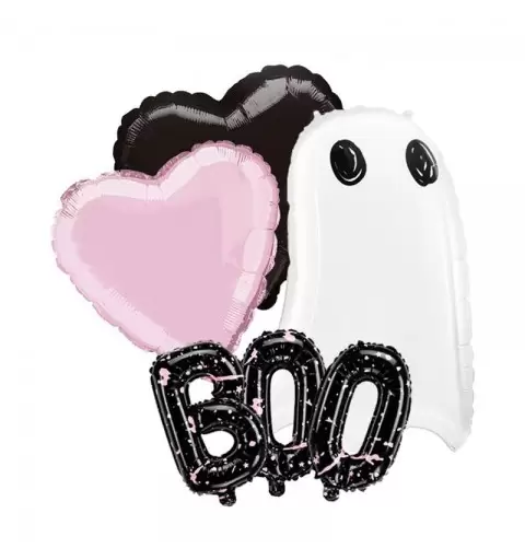 Bouquet palloncini fantasma scritta boo