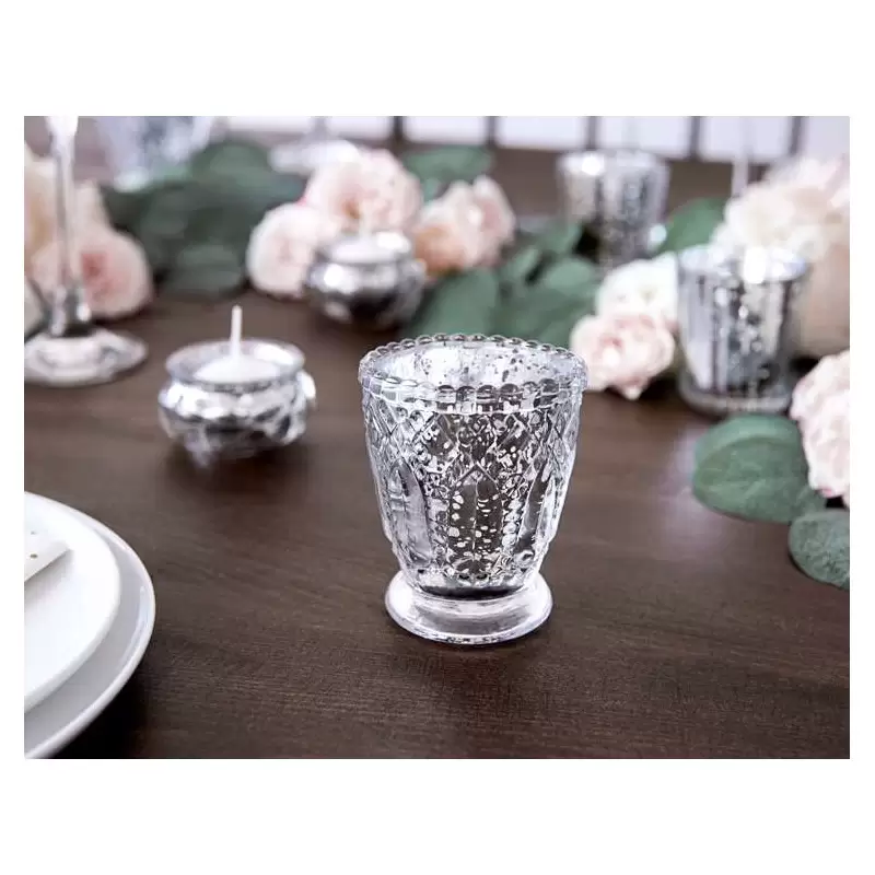 Vasetto porta candele silver