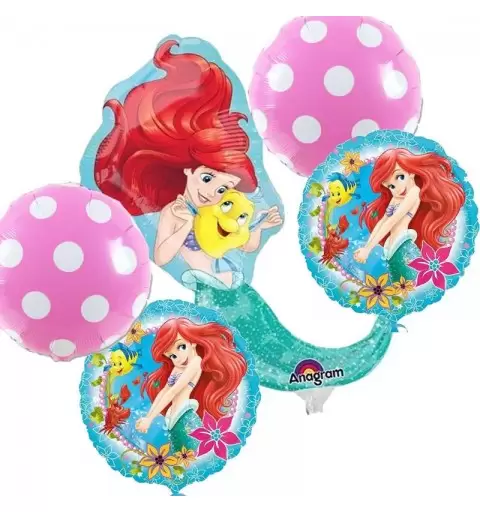BOUQUET N.8 ARIEL LA SIRENETTA - PALLONCINI FOIL E SUPERSHAPE