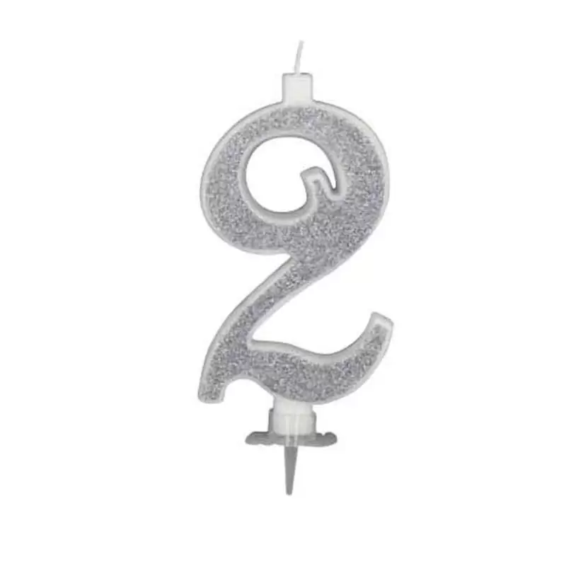 Candelina 2 argento glitter
