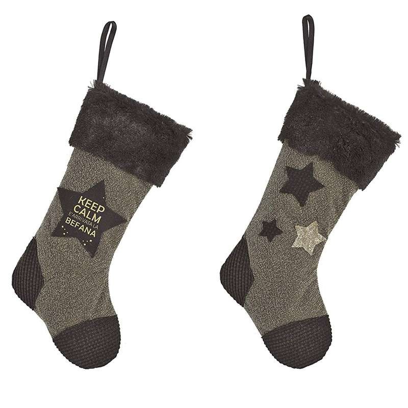 Calza della befana nera e oro