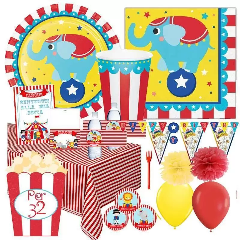 Kit n.72 circo - coordinato tavola con festa di carta