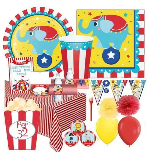 Kit n.72 circo - coordinato tavola con festa di carta