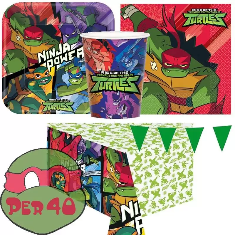 SET COMPLEANNO BAMBINO TARTARUGHE NINJA CON FESTONE